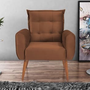 Poltrona Decorativa Para Sala Ravi Veludo Ferrugem