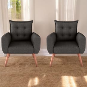 Jogo De Poltronas Decorativas Emma Linho Chumbo