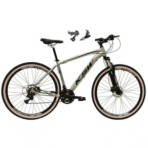 Bicicleta Aro 29 Ksw Xlt Alumínio 24v Câmbios Shimano Garfo Suspensão Pneu Faixa Bege Cinza 17