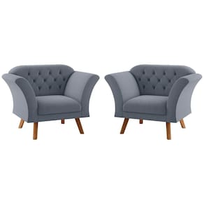 Conjunto Poltrona Decorativa Roseira Inca Chumbo