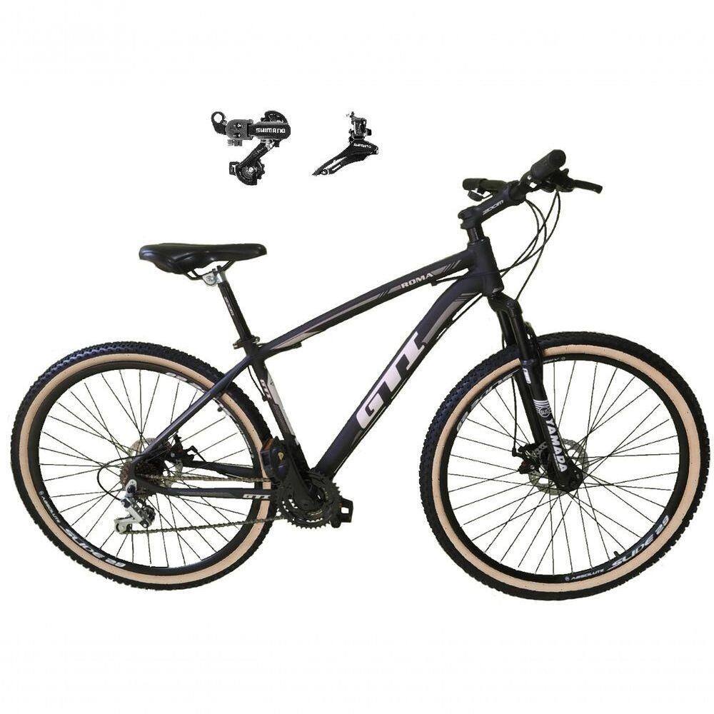 Bicicleta Aro 29 Gti Roma Alumínio 21v Câmbios Shimano Freio A Disco C- Pneu Faixa Bege Preto-cinza 15