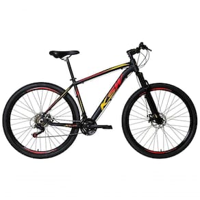 Bicicleta Aro 29 Ksw Xlt 24v Freio A Disco Suspensão Mountain Bike Alumínio Preto-vermelho-amarelo 21