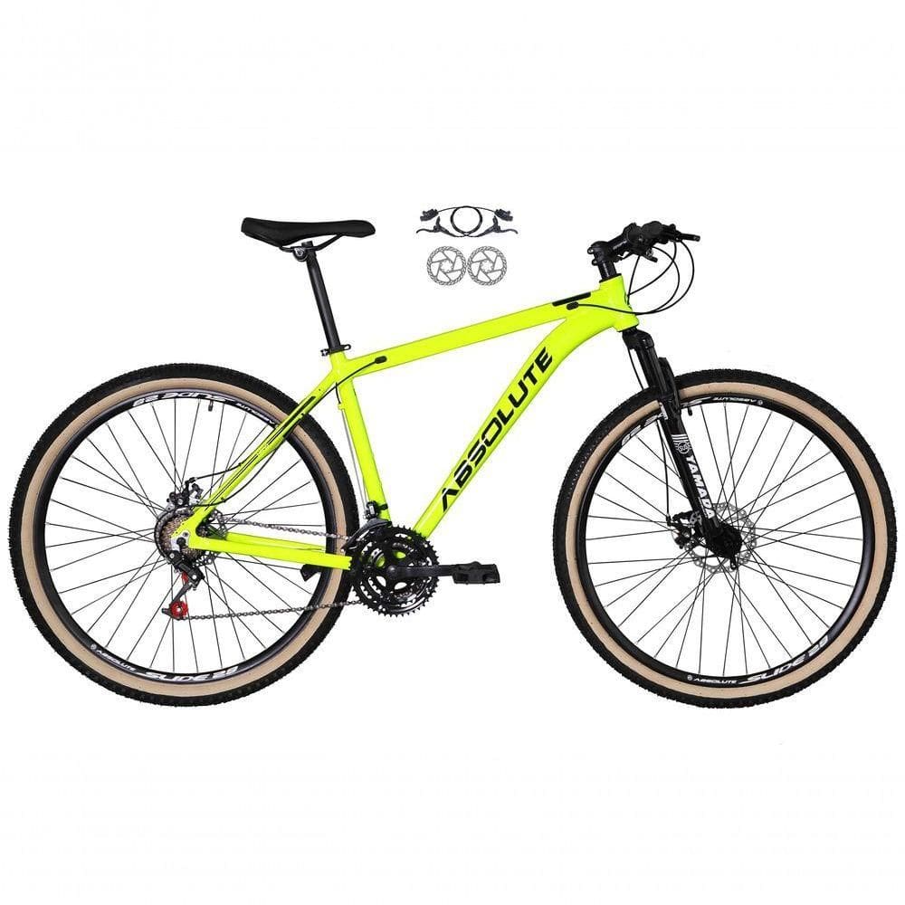 Bicicleta Aro 29 Absolute Nero 4 Freios A Disco Hidráulicos 24v Garfo Suspensão Amarelo 19