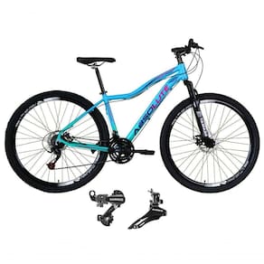 Bicicleta Aro 29 Absolute Hera Feminina Alumínio 21 Marchas Câmbios Shimano Freio A Disco Azul-verde 15