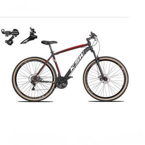 Bicicleta Aro 29 Ksw Xlt Alumínio 24v Câmbios Shimano Garfo Suspensão Pneu Faixa Bege Preto-vermelho-branco 17