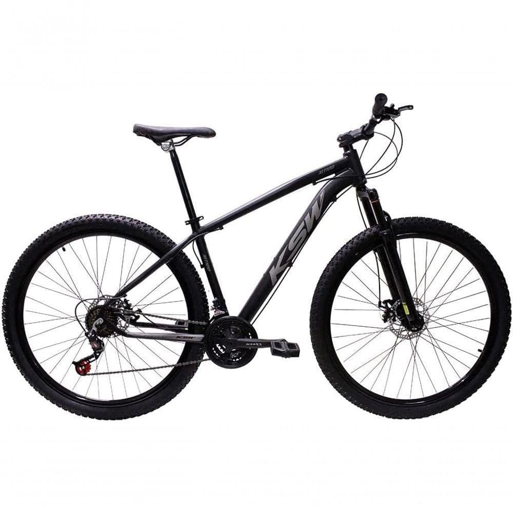 Bicicleta Aro 29 Ksw Xlt Alumínio 27v Freio Disco Mecânico Garfo Suspensão - Preto/prata Tam.17