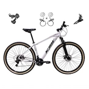 Bicicleta Aro 29 Ksw Xlt 24v K7 Câmbios Shimano Freio Hidráulico Garfo Trava Pneu Faixa - Branco Tam.21