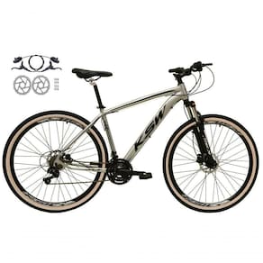 Bicicleta Aro 29 Ksw Xlt 24v Freios Disco Hidráulicos Garfo Suspensão Pneu Faixa - Prata Tam.17