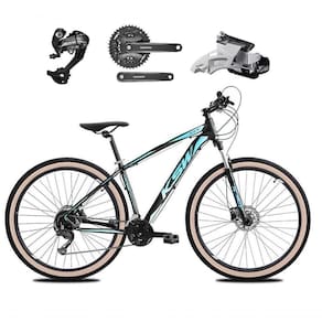 Bicicleta Aro 29 Ksw Xlt 27v Câmbios Shimano Altus Freios Hidráulicos Garfo Trava Pneu Faixa - Preto/azul Tam.21