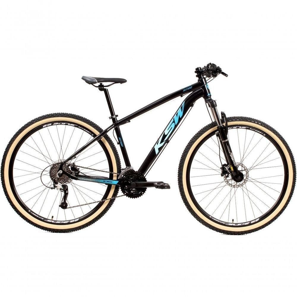 Bicicleta Aro 29 Ksw Xlt 24v K7 Câmbios Shimano Freio Hidráulico Garfo Trava Pneu Faixa - Preto/azul Tam.21