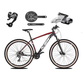 Bicicleta Aro 29 Ksw Xlt 27v Câmbios Shimano Altus Freios Hidráulicos Garfo Trava Pneu Faixa -preto/vermelho/branco T.19