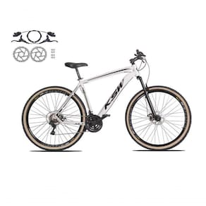Bicicleta Aro 29 Ksw Xlt 24v Freios Disco Hidráulicos Garfo Suspensão Pneu Faixa - Branco Tam.19