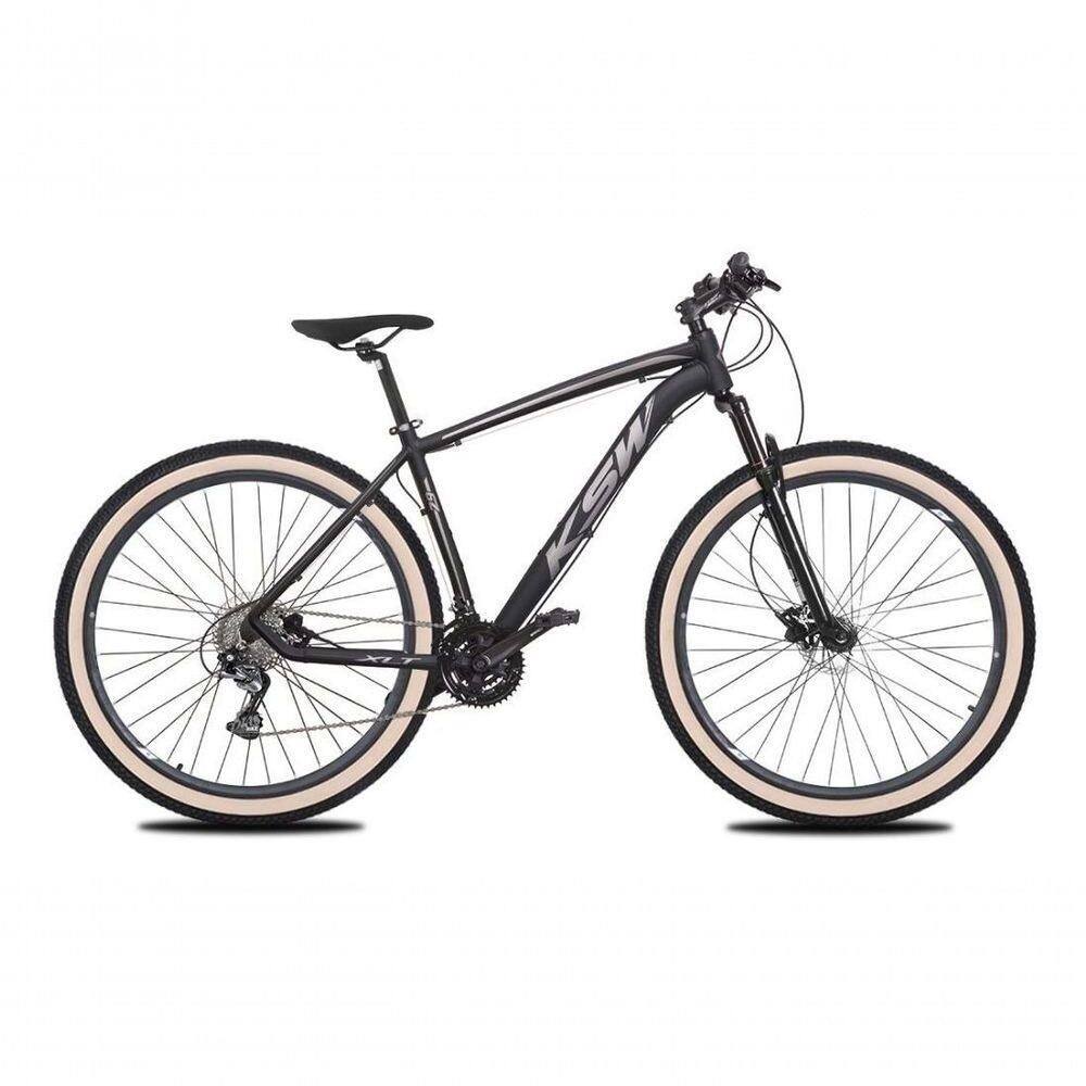 Bicicleta Aro 29 Ksw Xlt 27v Freio Hidráulico K7 Garfo Trava Pneu Faixa - Preto/prata Tam.15