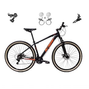 Bicicleta Aro 29 Ksw Xlt 24v K7 Câmbios Shimano Freio Hidráulico Garfo Trava Pneu Faixa - Preto/laranja Tam.17