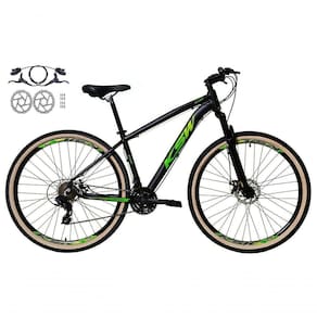 Bicicleta Aro 29 Ksw Xlt 24v Freios Disco Hidráulicos Garfo Suspensão Pneu Faixa - Preto/verde Tam.17