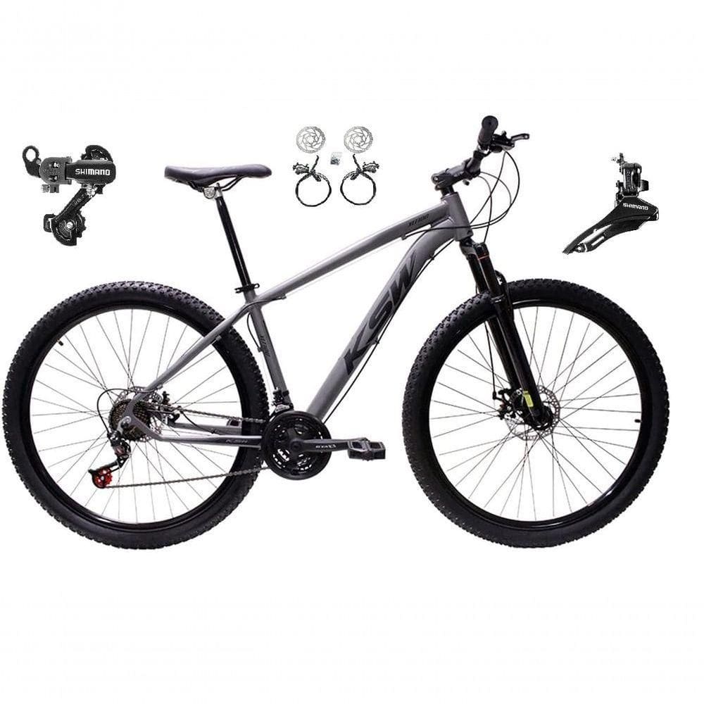 Bicicleta Aro 29 Ksw Xlt 24v K7 Câmbios Shimano Freio Hidráulico Garfo Trava - Grafite Tam.21