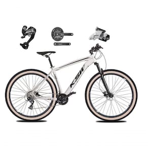 Bicicleta Aro 29 Ksw Xlt 27v Câmbios Shimano Altus Freios Hidráulicos Garfo Trava Pneu Faixa - Branco Tam.15