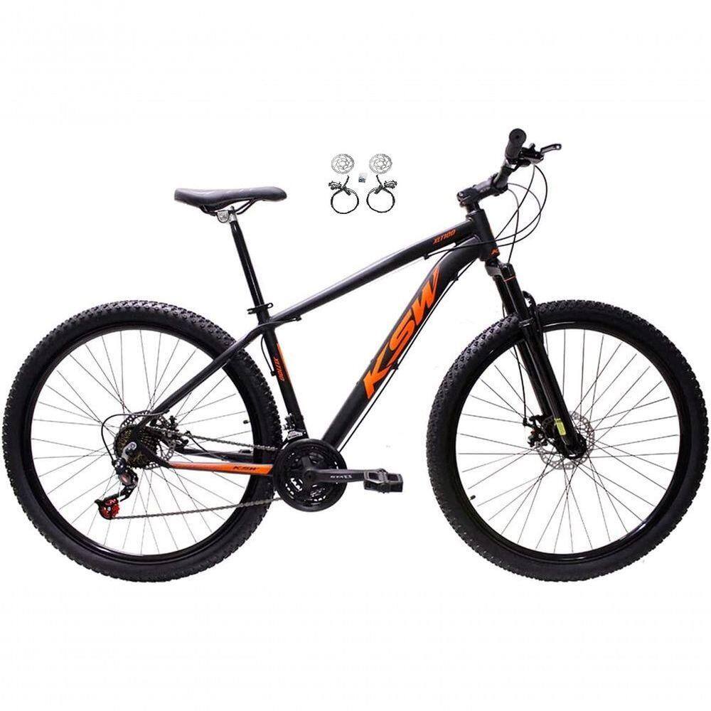 Bicicleta Aro 29 Ksw Xlt 24v Freios Disco Hidráulicos Garfo Suspensão - Preto/laranja Tam.15