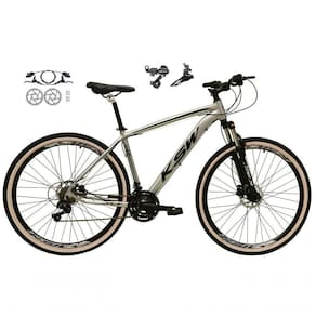 Bicicleta Aro 29 Ksw Xlt 24v K7 Câmbios Shimano Freio Hidráulico Garfo Trava Pneu Faixa - Prata Tam.17