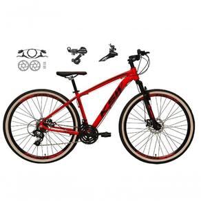 Bicicleta Aro 29 Ksw Xlt 24v K7 Câmbios Shimano Freio Hidráulico Garfo Trava Pneu Faixa - Vermelho Tam.19