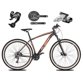 Bicicleta Aro 29 Ksw Xlt 27v Câmbios Shimano Altus Freios Hidráulicos Garfo Trava Pneu Faixa - Preto/laranja Tam.21
