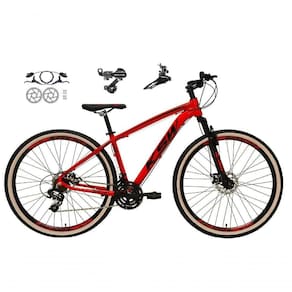 Bicicleta Aro 29 Ksw Xlt 24v K7 Câmbios Shimano Freio Hidráulico Garfo Trava Pneu Faixa - Vermelho Tam.15