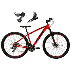 Bicicleta Aro 29 Ksw Xlt Alumínio 24v Câmbios Shimano Garfo Suspensão - Vermelho Tam.19