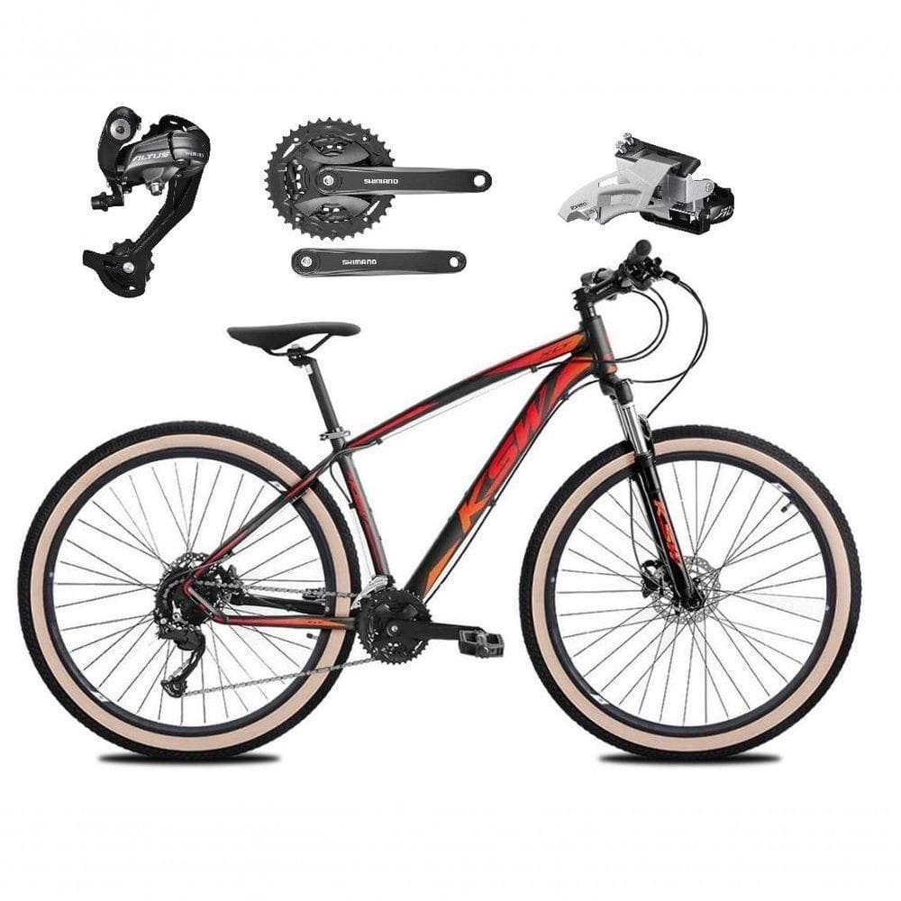 Bicicleta Aro 29 Ksw Xlt 27v Câmbios Shimano Altus Freios Hidráulicos Garfo Trava Pneu Faixa -preto/vermelho/laranja. 15