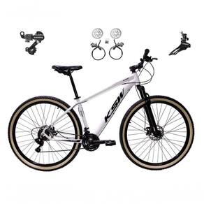 Bicicleta Aro 29 Ksw Xlt 24v K7 Câmbios Shimano Freio Hidráulico Garfo Trava Pneu Faixa - Branco Tam.17