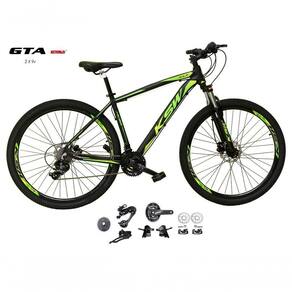 Bicicleta Aro 29 Ksw Xlt Kit 2x9 Gta Sunrun Freio Disco K7 11/36 Pedivela 24/38d Garfo Com Trava - Preto/verde Tam.17