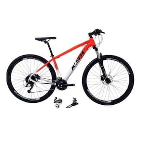 Bicicleta Aro 29 Ksw Xlt 24v Câmbio Shimano Acera K7 Garfo Trava Freio A Disco - Laranja/branco Tam.17