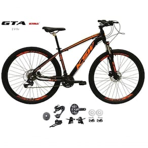Bicicleta Aro 29 Ksw Xlt Kit 2x9 Gta Sunrun Freio Disco K7 11/36 Pedivela 24/38d Garfo Com Trava - Preto/laranja Tam.17