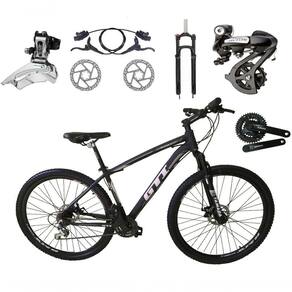 Bicicleta Aro 29 Gti Roma Câmbios Shimano Altus 24v K7 Freios Hidráulicos Garfo Trava - Preto/cinza Tam.15