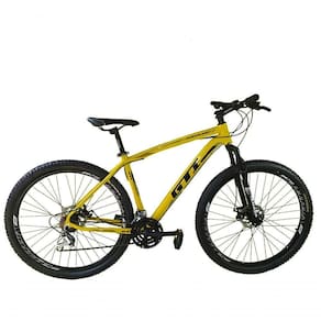 Bicicleta Aro 29 Gti Roma Alumínio 27v Freio Disco Mecânico Garfo Suspensão - Amarelo Tam.21