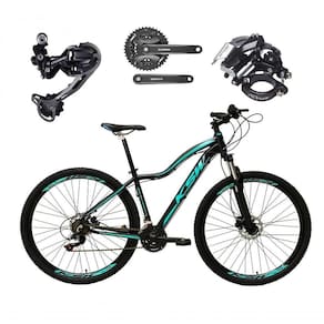 Bicicleta Aro 29 Ksw Mwza Feminina Câmbio Deore E Altus 27v F/hidráulicos Garfo Trava - Preto/azul Tam.17
