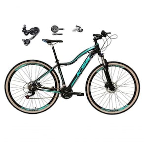 Bicicleta Feminina Aro 29 Ksw Mwza Câmbio Deore E Altus 27v Hidráulico Garfo Trava Pneu Faixa Bege - Preto/azul Tam.17