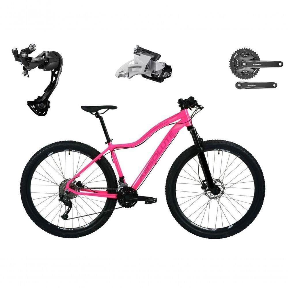 Bicicleta Aro 29 Absolute Hera Feminina Shimano Alívio E Altus 27v F/hidráulicos Garfo Trava - Rosa Tam.15