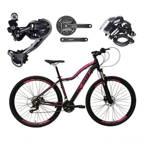Bicicleta Aro 29 Ksw Mwza Feminina Câmbio Deore E Altus 27v F/hidráulicos Garfo Trava - Preto/rosa Tam.17