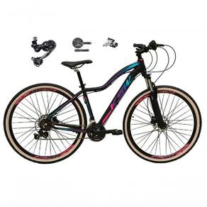 Bicicleta Feminina Aro 29 Ksw Mwza Deore E Altus 27v Hidráulico Garfo Trava Pneu Faixa Bege - Preto/pink/azul Tam.17