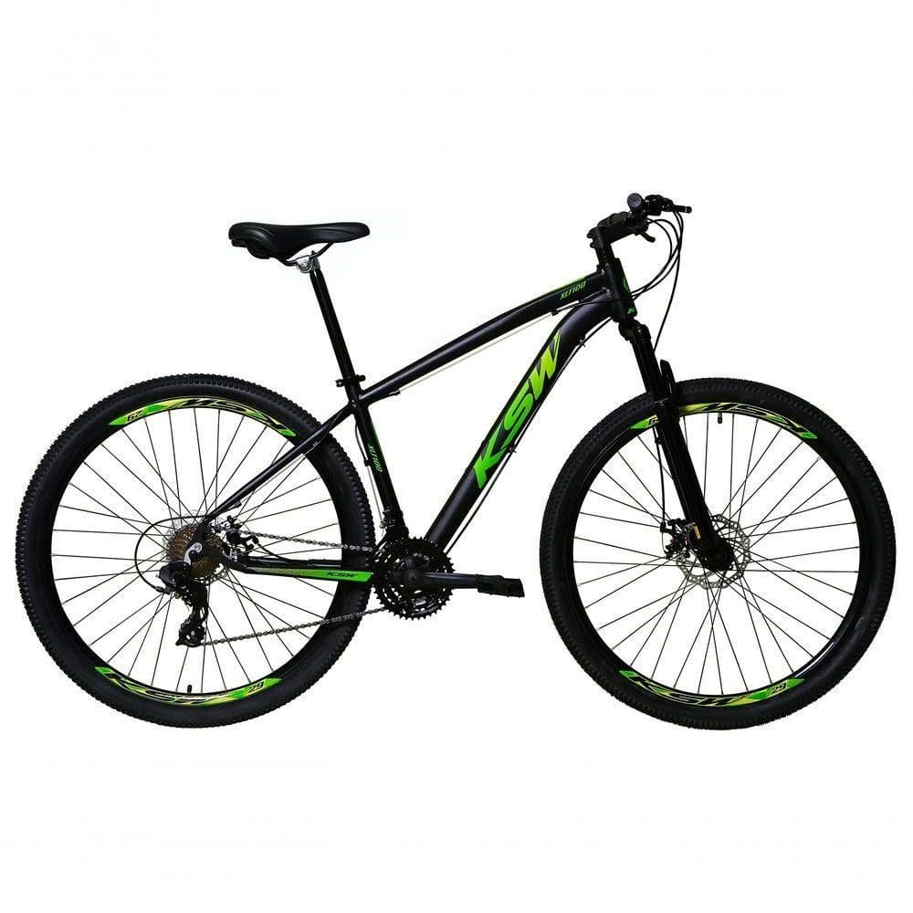 Bicicleta Aro 29 Ksw Xlt 24v Freio A Disco Suspensão Mountain Bike Alumínio Preto-verde 17