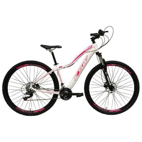 Bicicleta Feminina Aro 29 Ksw Mwza Alumínio 24v Câmbios Shimano Garfo Com Trava No Ombro - Branco/rosa Tam.17