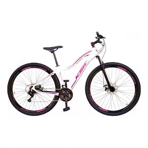 Bicicleta Feminina Aro 29 Ksw Mwza Alumínio 27v Freio A Disco Mecânico - Branco-pink-violeta Tam.15