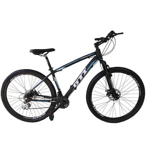 Bicicleta Aro 29 Gti Roma Alumínio 27v Freio Disco Mecânico Garfo Suspensão - Preto/azul Tam.17