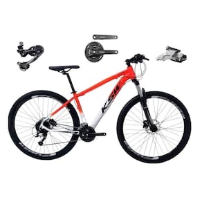 Bicicleta Aro 29 Ksw Xlt Câmbio Traseiro Shimano Deore E Altus 27v Freio Hidráulico Garfo Trava - Laranja/branco Tam.15