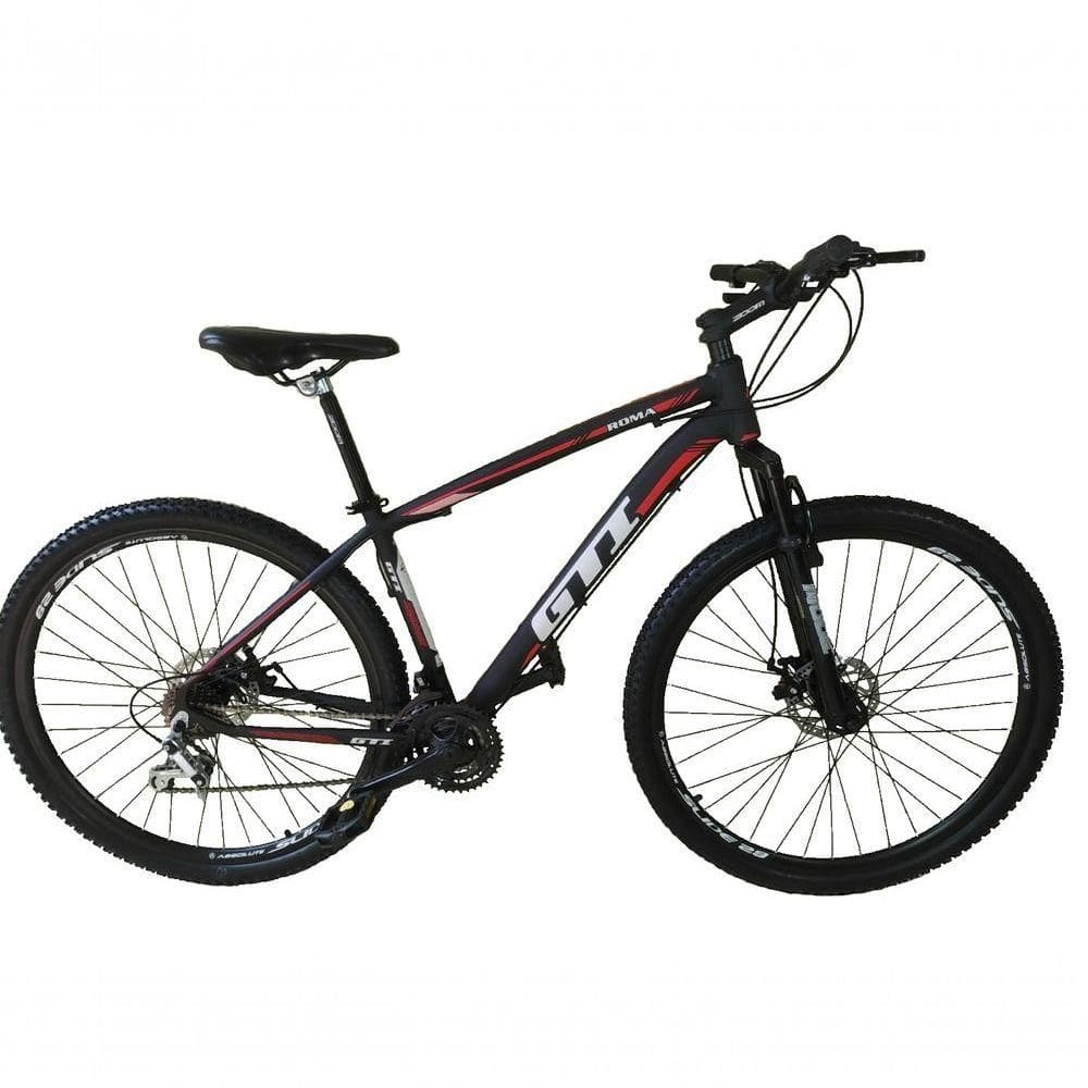 Bicicleta Aro 29 Gti Roma Alumínio 27v Freio Disco Mecânico Garfo Suspensão - Preto/vermelho Tam.19