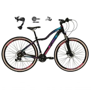 Bicicleta Feminina 29 Ksw Mwza Câmbio Alívio E Altus 27v F/hidráulico Garfo Trava Pneu Bege - Preto/pink/azul Tam.17