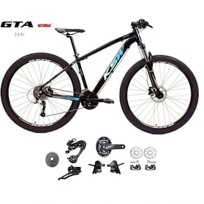 Bicicleta Aro 29 Ksw Xlt Kit 2x9 Gta Sunrun Freio Disco K7 11/36 Pedivela 24/38d Garfo Com Trava - Preto/azul Tam.21