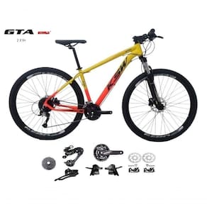 Bicicleta Aro 29 Ksw Xlt Kit 2x9 Gta Sunrun Freio Disco K7 11/36 Pedivela 24/38d Garfo Trava - Amarelo/laranja Tam.21