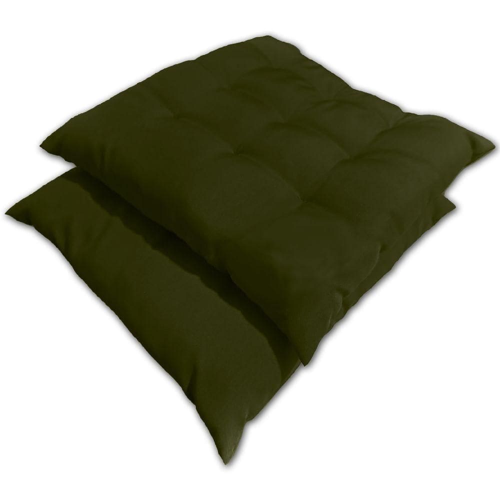 Kit 02 Almofadas Assento Futon Flat Para Cadeira 40x40 Verde Musgo