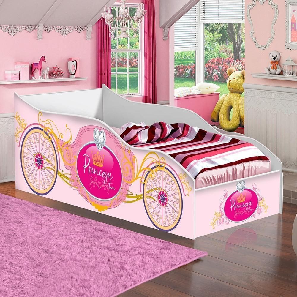 Cama Infantil Génova Rosa Com Colchão